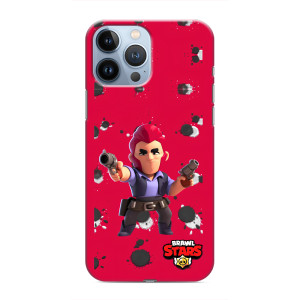 Бампер (ТПУ) с принтом Brawl Stars на Айфон 13 Про Макс (Кольт на красном)