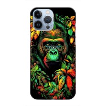 Чохол з Мавпами iPhone 13 Pro Max - (AlphaPrint) (Мавпа в квітах)