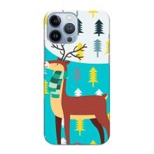 Силиконовый бампер с картинкой животных для iPhone 13 Pro Max (Олень с шарфом)
