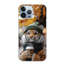 Печатный чехол «Зверята с кофе» для iPhone 13 Pro Max – Тигр с кофе