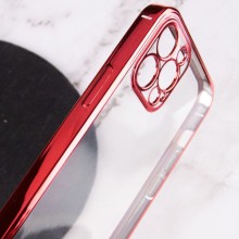 Прозрачный силиконовый чехол глянцевая окантовка Full Camera для Apple iPhone 13 Pro (6.1") – Красный