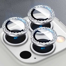 Защитное стекло Metal Shine на камеру (в упак.) для Apple iPhone 13 Pro / 13 Pro Max – Серебряный