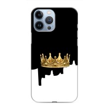 Чохол (Корона на чорному фоні) для Айфон 13 Про (Золота корона)