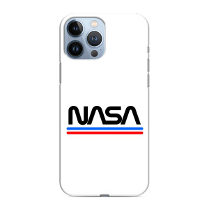 Силиконовый бампер с принтом "Наса" на iPhone 13 Pro (NASA на белом фоне)