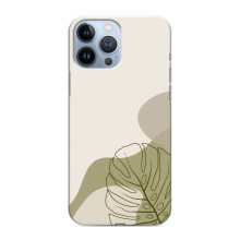 Силиконовый чехол с принтом в цветах на iPhone 13 Pro (Монстера зелёная)