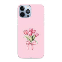 Чохол з розовим принтом для iPhone 13 Pro (Букет квітів)
