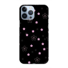 Чохол з розовим принтом для iPhone 13 Pro (Рожеві квіти на чорному)