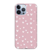 Чохол з розовим принтом для iPhone 13 Pro (Сердечки на рожевому)