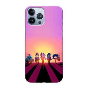 Силиконовый Чехол на iPhone 13 Pro с картинкой Brawl Stars – Персонажи в закате