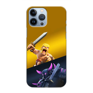 Чехол з героями Клеш Рояль для iPhone 13 Pro (Варвар против Пекка)