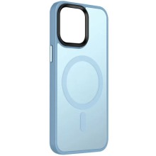 TPU+PC чехол Metal Buttons with MagSafe Colorful для Apple iPhone 13 (6.1") – Голубой