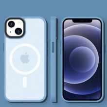 TPU+PC чохол Metal Buttons with MagSafe Colorful для Apple iPhone 13 (6.1") – Блакитний