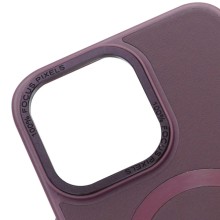 Кожаный чехол Bonbon Leather Metal Style with MagSafe для Apple iPhone 13 (6.1") – Бордовый