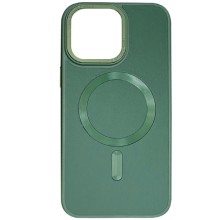 Кожаный чехол Bonbon Leather Metal Style with MagSafe для Apple iPhone 13 (6.1") – Зеленый