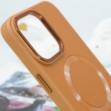 Кожаный чехол Bonbon Leather Metal Style with MagSafe для Apple iPhone 13 (6.1") – Коричневый