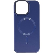 Кожаный чехол Bonbon Leather Metal Style with MagSafe для Apple iPhone 13 (6.1") – Синий