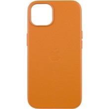 Кожаный чехол Leather Case (AAA) with MagSafe and Animation для Apple iPhone 13 (6.1") (Golden Br1111own)