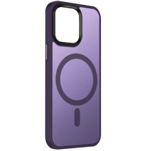 TPU+PC чехол Metal Buttons with MagSafe Colorful для Apple iPhone 13 (6.1") (Темно-фиолетовый)