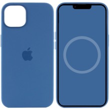 Чехол Silicone case (AAA) full with Magsafe and Animation для Apple iPhone 13 (6.1") (Синий)