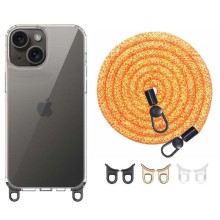 Чохол TPU Transparent with Straps для Apple iPhone 13 / 14 (6.1") (Orange)