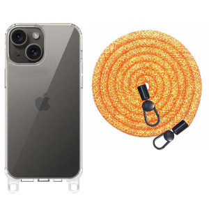 Чохол TPU Transparent with Straps для Apple iPhone 13 / 14 (6.1") (Помаранчевий)