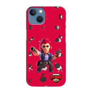 Бампер (ТПУ) с принтом Brawl Stars на Айфон 13 (Кольт на красном)