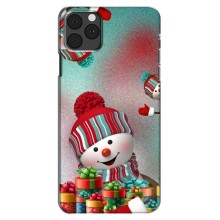 Чехлы на Новый Год iPhone 13 (Снеговик в шапке)