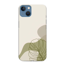 Силиконовый чехол с принтом в цветах на iPhone 13 (Монстера зелёная)