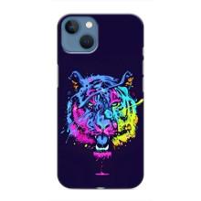 Силиконовый бампер с картинкой животных для iPhone 13 (Тигр-Арт)