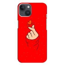 Чохол (Знак сердечка) для iPhone 14 Plus (Сердечко на червоному)