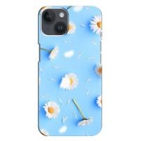 Чехол с Цветами для iPhone 14 Plus (ромашки на голубом)