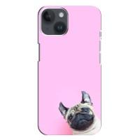 Бампер для iPhone 14 Plus с картинкой "Песики" (Собака на розовом)