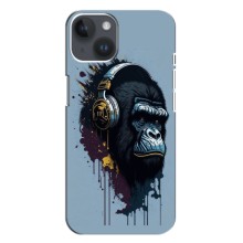 Чохол з Мавпами iPhone 14 Plus - (AlphaPrint) (Горила в навушниках)