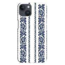 Силиконовый Чехол на iPhone 14 Plus с картинкой Вышиванки (Синяя вышиванка)