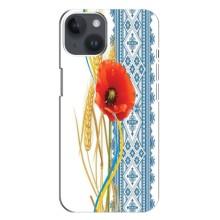 Силиконовый Чехол на iPhone 14 Plus с картинкой Вышиванки (Вышиванка с цветком)