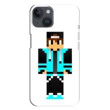 Чохли для iPhone 14 Plus (Персонажі МайнКрафт) (Хлопчик у блакитному)