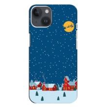 Силиконовый бампер на рождество для iPhone 14 Plus (Город в снегу)