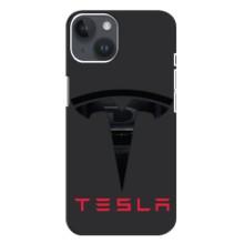 Силиконовый бампер с картинкой машины на iPhone 14 Plus (Logo TESLA)