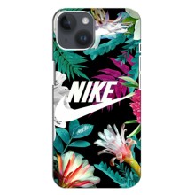Силиконовый Чехол на iPhone 14 Plus с картинкой Nike (Цветочный Nike)