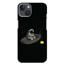 Силиконовый Чехол с принтом "Космонавты" на iPhone 14 Plus (Космонавт на рыбалке)