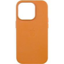 Шкіряний чохол Leather Case (AAA) with MagSafe and Animation для Apple iPhone 14 Pro Max (6.7") – Golden Brown