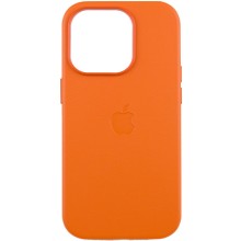 Шкіряний чохол Leather Case (AAA) with MagSafe and Animation для Apple iPhone 14 Pro Max (6.7") – Orange