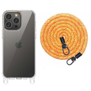 Чехол TPU Transparent with Straps для Apple iPhone 14 Pro Max (6.7") (Оранжевый)