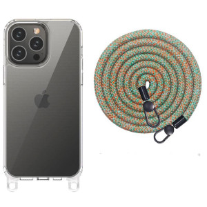 Чохол TPU Transparent with Straps для Apple iPhone 14 Pro Max (6.7") (Зелений)