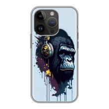 Чехол с Обезьянами iPhone 14 Pro Max - (AlphaPrint) (Горилла в наушниках)