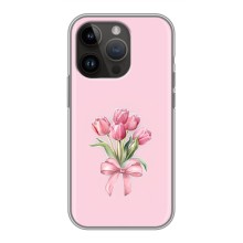 Чехол с розовым рисунком для iPhone 14 Pro Max (Букет цветов)