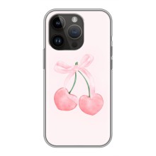 Чехол с розовым рисунком для iPhone 14 Pro Max (Розовые вишни)