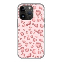 Чехол с розовым рисунком для iPhone 14 Pro Max (Розовый леопард)