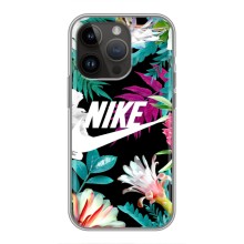 Силиконовый Чехол на iPhone 14 Pro Max с картинкой Nike (Цветочный Nike)