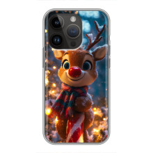 Яркий чехол для iPhone 14 Pro Max с Зимними Оленятами – Олень в шарфе